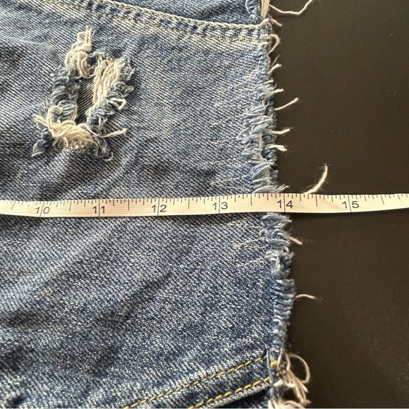 We The Free Button Fly Denim Jean Skirt Blue Distressed Size 26 - Picture 5 of 6